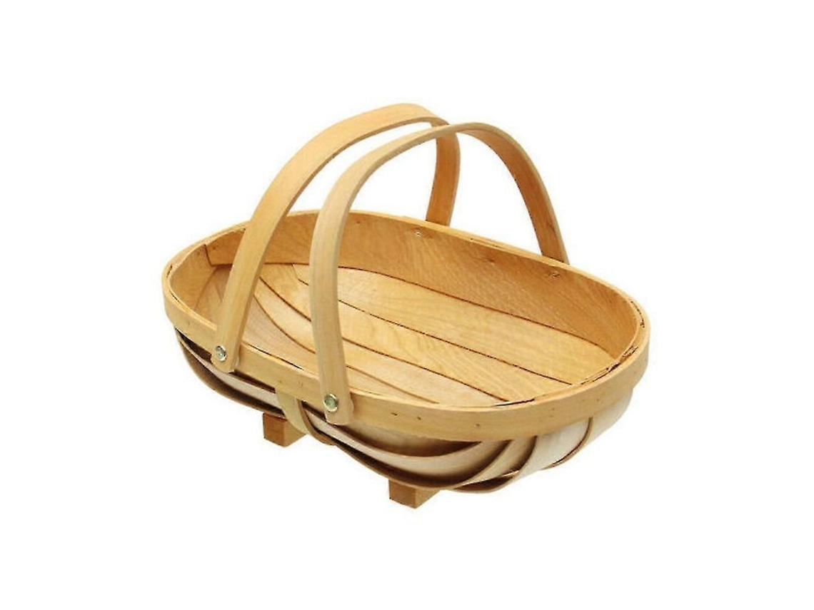 Cesta De Mão Dupla Japonesa De Madeira, Cor Mel, Tamanho M, Ideal Para Servir Comida E Armazenar Itens Pequenos