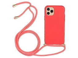 Capa Compatível Com Iphone 16 Pro Max, Palha De Trigo Tpu, Com Cordão, Ecológica, Zero Desperdício (vermelha)