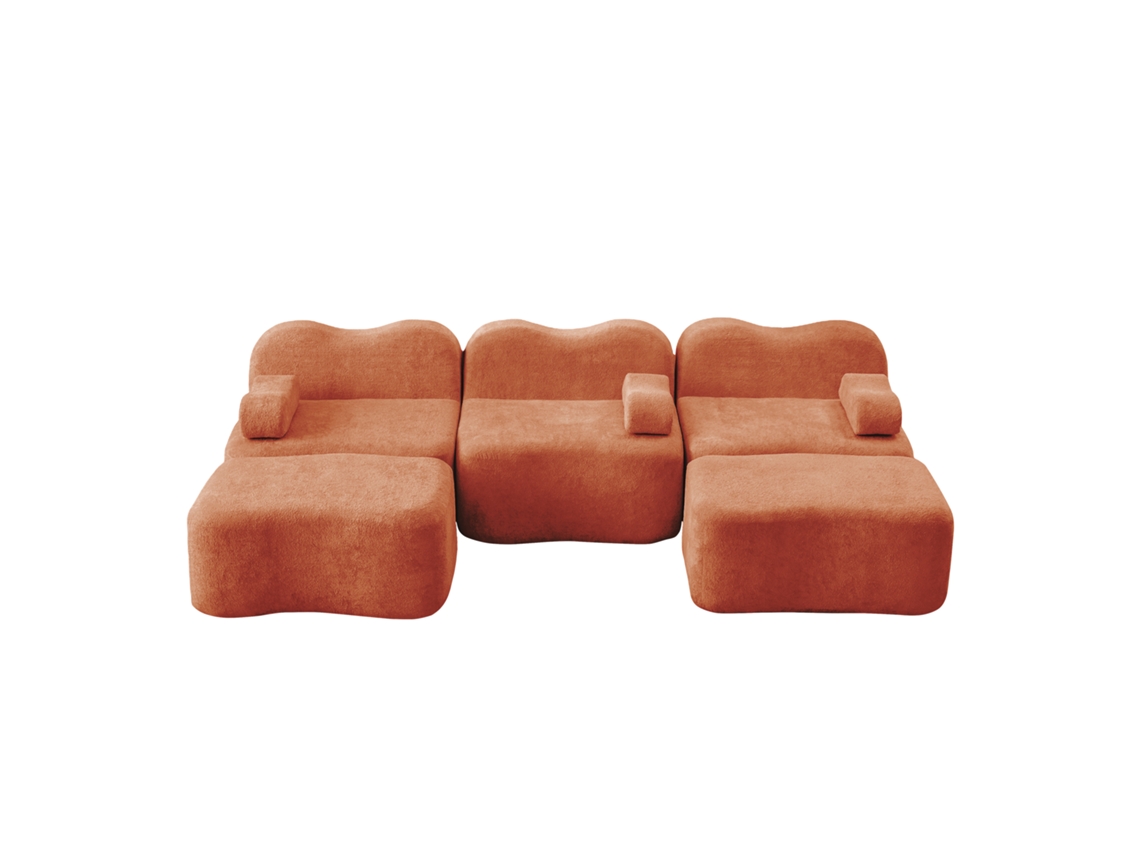 Sofá Beijável com USB, 3 lugares, porta copos, Bege ORBITRA COMMERCE