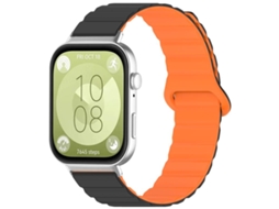 Bracelete Para Huawei Watch Fit 4 Pro / Fit 4 / Fit 3 - Silicone Magnético Brilhante Preto E Laranja