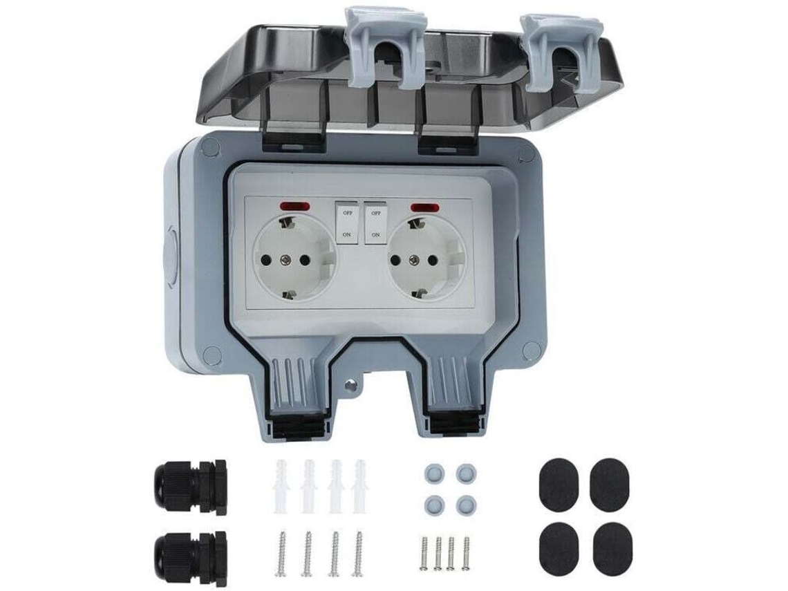 Tomada Dupla Externa Ip66 com Interruptor BRILVIBERA