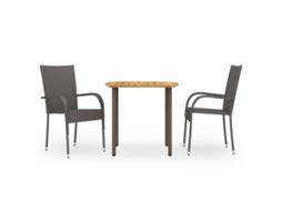 Conjunto 2 Conjunto De Jantar Vidaxl Marrom Vime Pe (80 X 80 X 72 Cm)