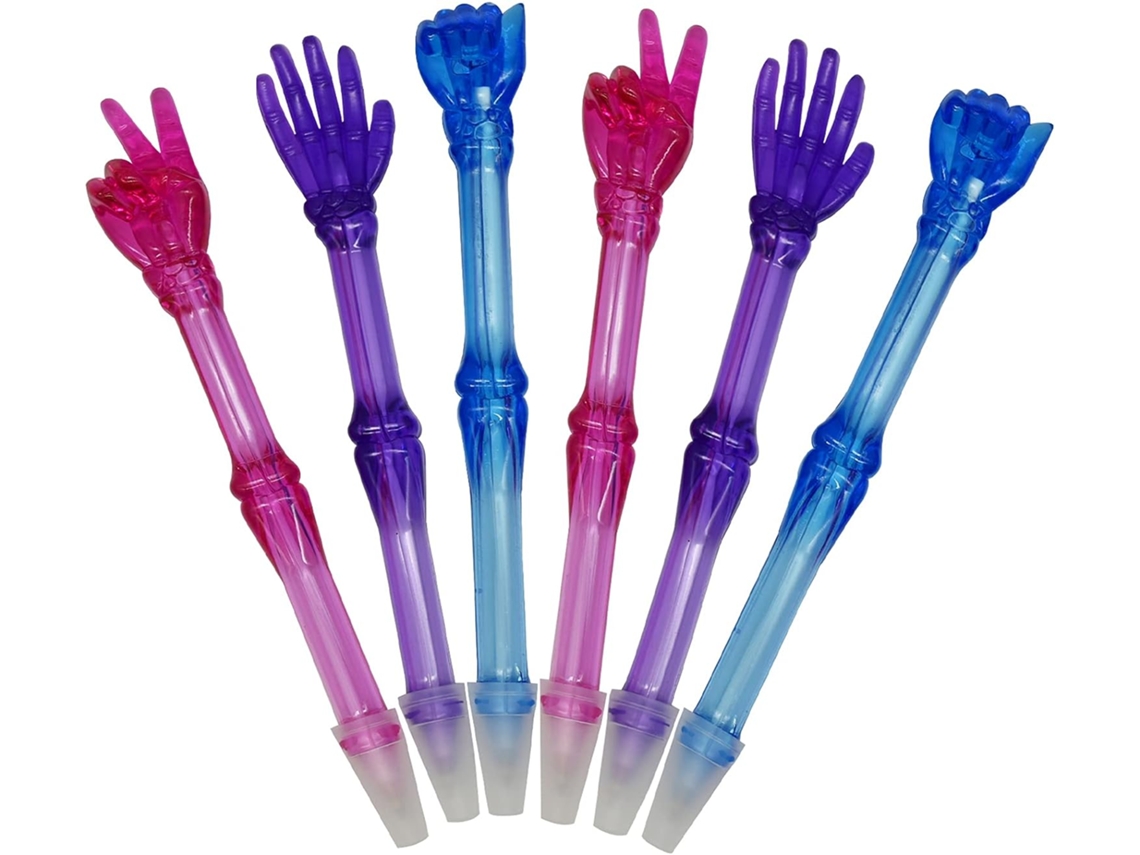 24 Pçs Caneta Esferográfica de Osso de Dedo Tinta Preta Engraçada Pedra Papel Tesoura Canetas Design para Crianças Meninos Estudantes