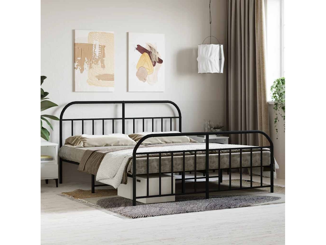 Vidaxl Estrutura De Cama Sem Colchão Com Pés 180x200 Cm Preto