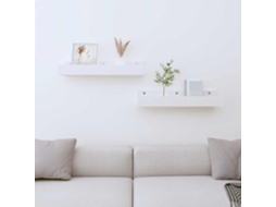 Vidaxl Prateleiras De Parede 2 Pcs 50x12x9 Cm Pinho Maciço Branco
