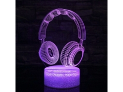 Luminária Noturna com Ilusão 3d Luminária de Mesa Led em Formato de Fone de Ouvido, 16 Cores, com Controle Remoto SIURN