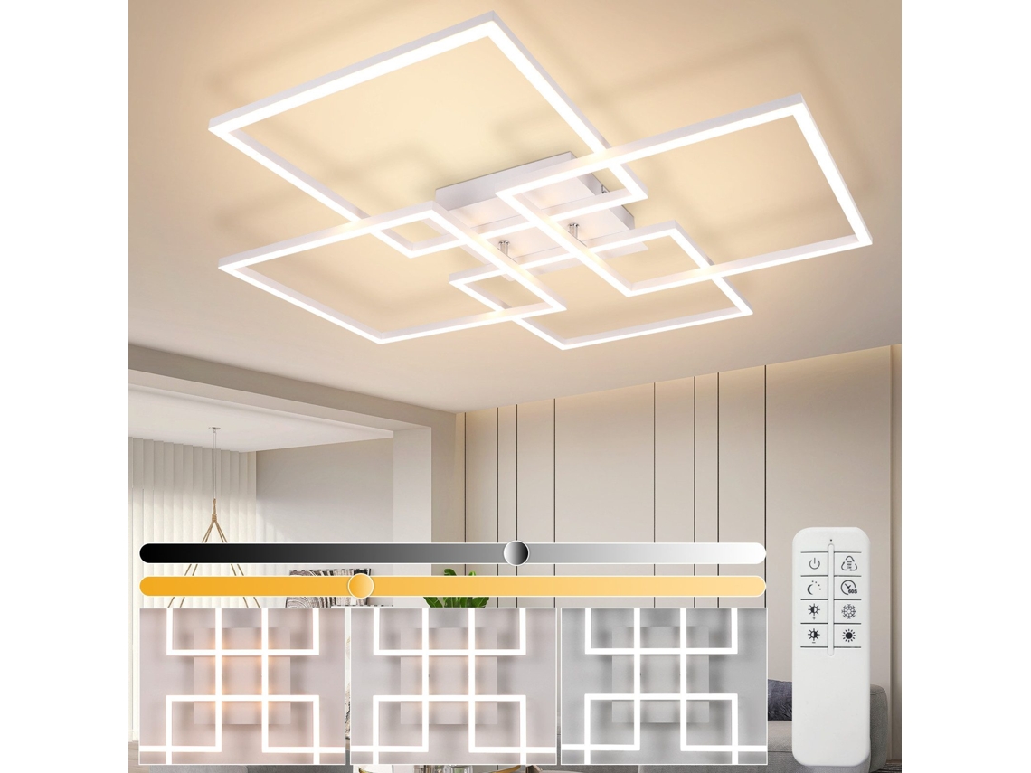 Nettlife Led Luz De Teto Sala De Estar Regulável Branco Cozinha Lâmpada Com Controle Remoto Moderno 3000k - 6500k 48w