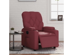 Vidaxl Poltrona Reclinável Elétrica Couro Artificial Vermelho Tinto