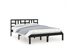 Bed Frame, Bed Frames Vidaxl Preto Madeira (140 X 190 Cm)