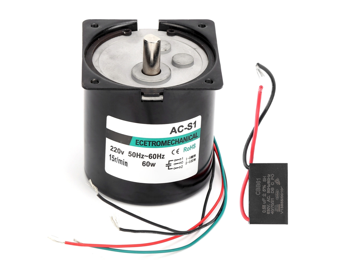 Motor Síncrono Ca 60w Xd80ktyz YURU com Eixo Excêntrico e Ímã Permanente Baixa Velocidade (15rpm, 220v)
