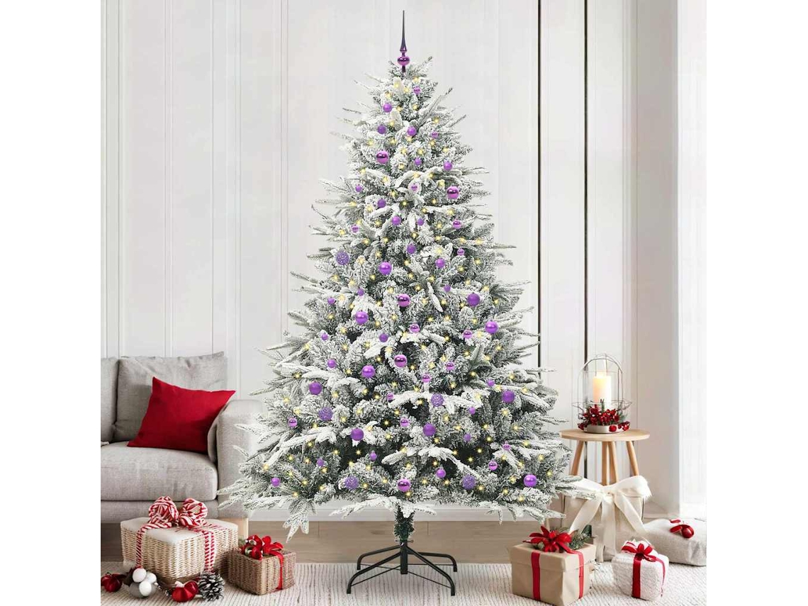Vidaxl Árvore De Natal Artificial Pré-iluminada Com Conjunto De Bolas