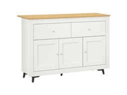 Armário buffet em madeira BTFORUS com 2 gavetas e 2 portas, 117x35x80cm, branco e madeira