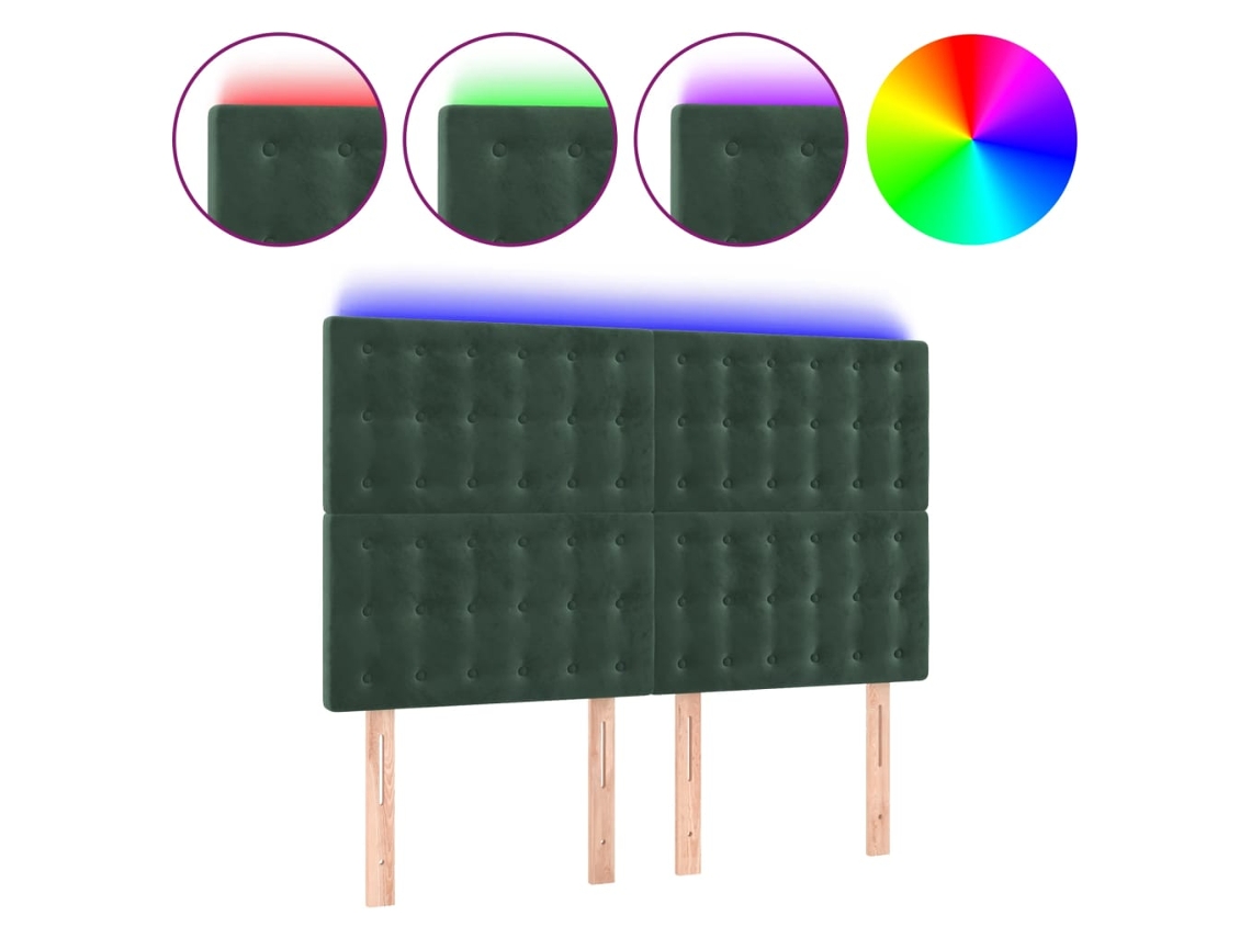 Led Headboard, Led Headboards Vidaxl Verde Veludo (144 X 5 X 118/128 Cm)