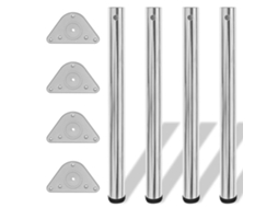 4 Pernas De Mesa, Altura Ajustável, Cromo 710 Mm