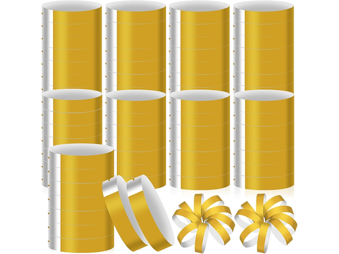 Ikayas 300-pulseiras De Papel Para Eventos, Impermeáveis, Cor Dourada, Fáceis De Escrever, Ideais Para Festas, Ingressos