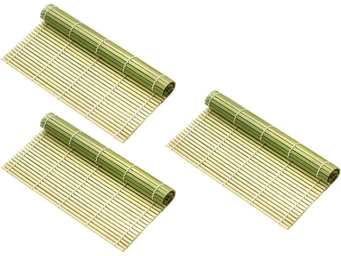 Conjunto De 3 Esteiras Bambu Para Sushi, Ferramenta Para Enrolar Sushi Em Casa, Esteiras Duráveis E Compactas, Fáceis De