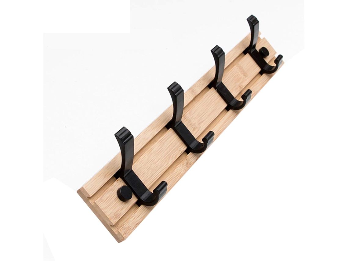 Cabideiro De Parede Resistente Com Gancho Removível, Textura Bambu,