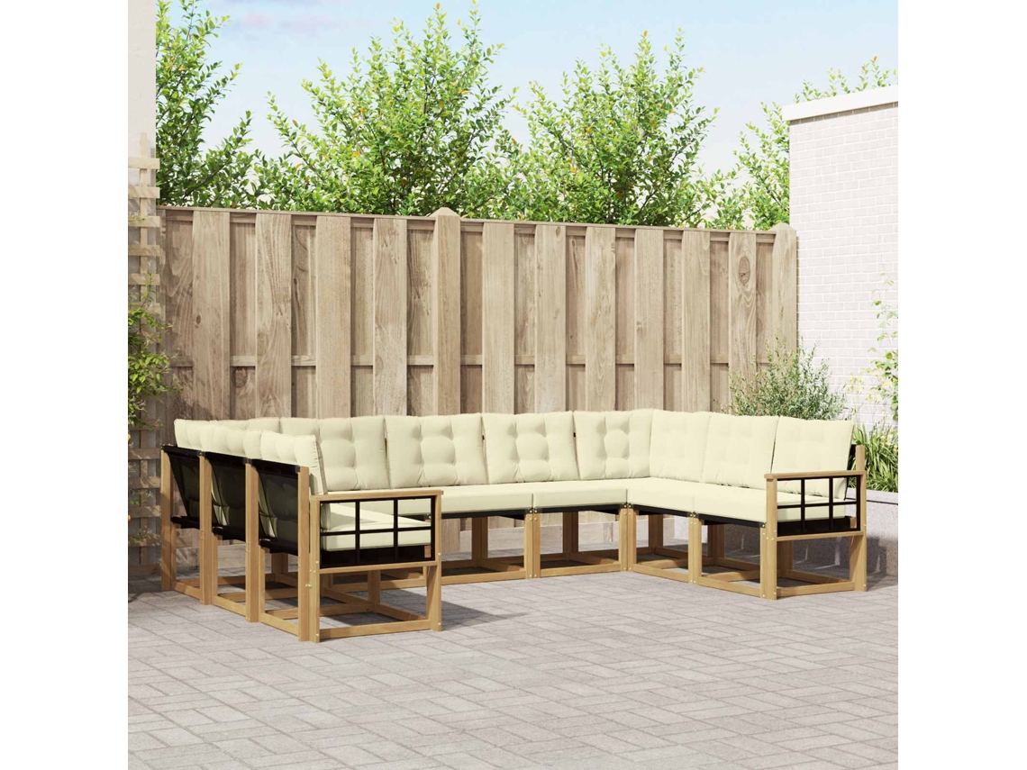 Vidaxl Conjunto De Sofás Para Exterior 9 Pcs Branco E Creme