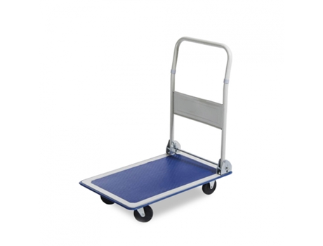 Carrinho de mão dupla dobrável plataforma horizontal de aço com capacidade 150 kg 4 rodas