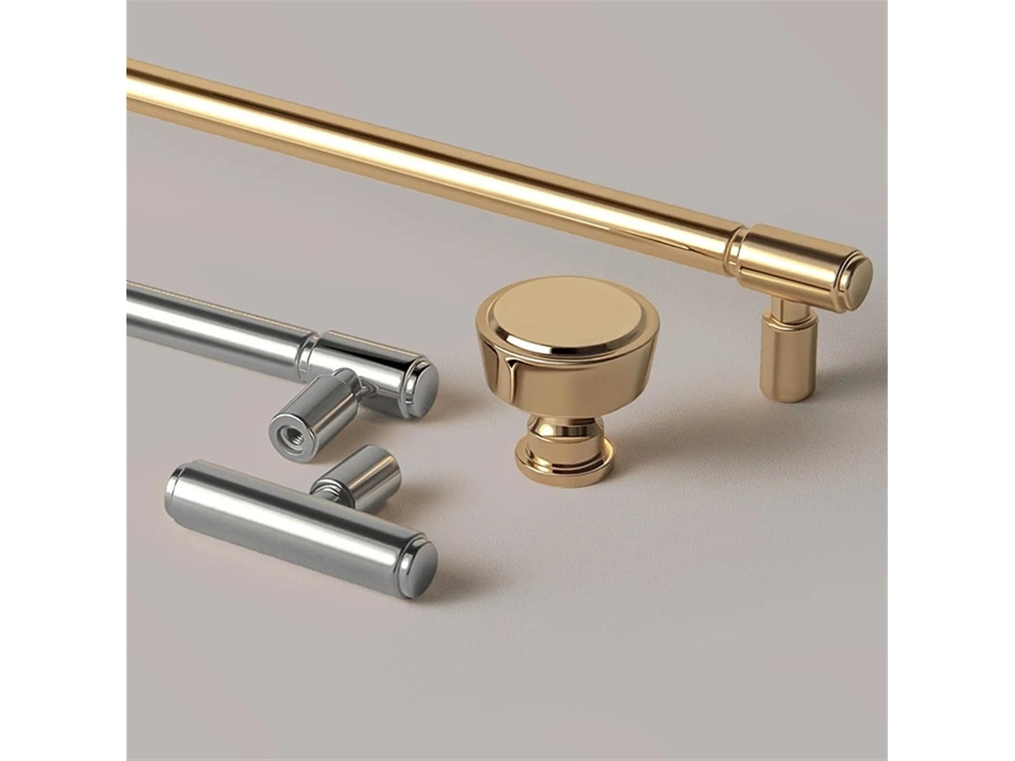 Puxador Moderno Em Liga De Zinco Maciço Para Móveis, Com Acabamento Em Titânio Dourado Brilhante, Ideal Para Gavetas E