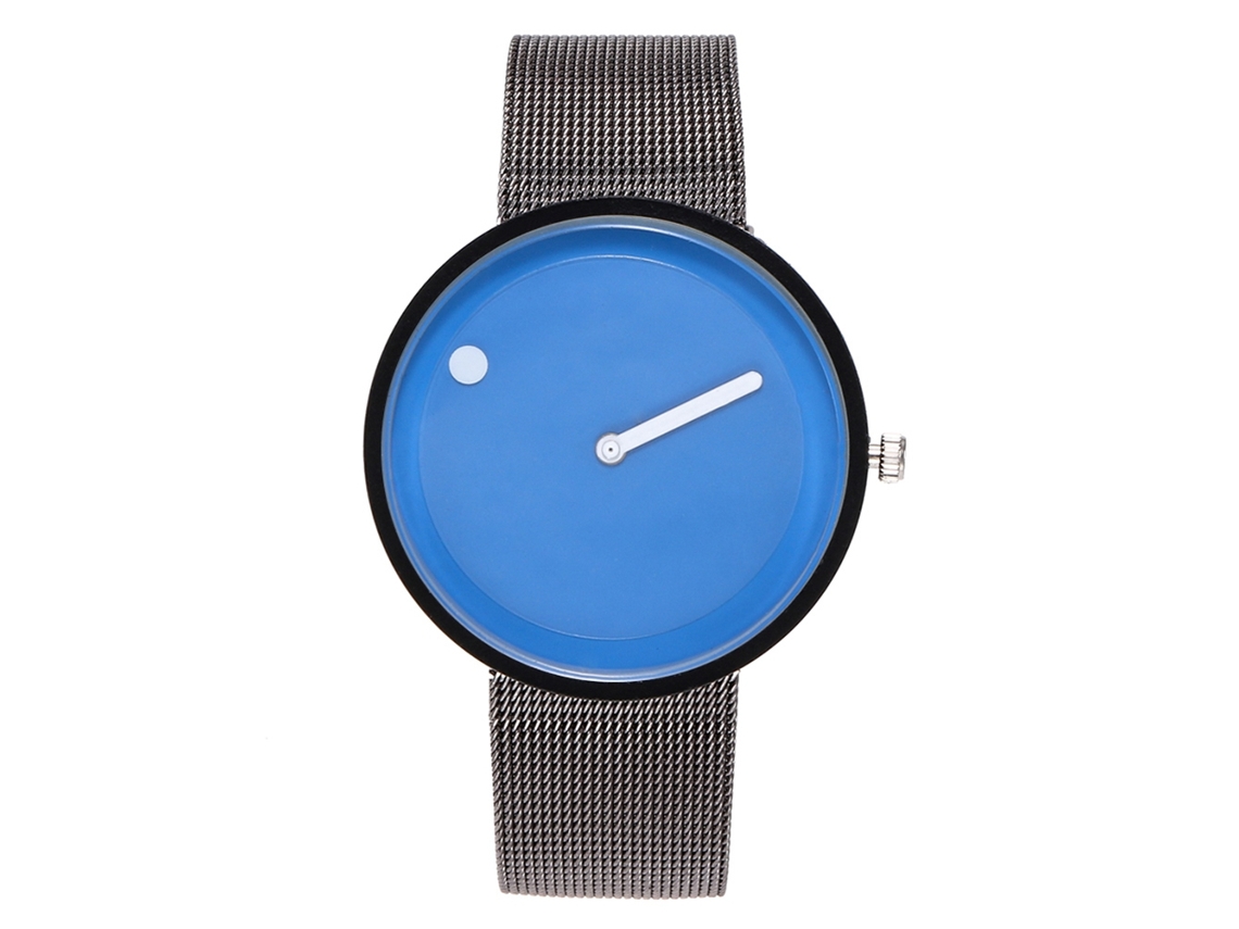 Relógio de Pulso Zhoulianfa Zlf0390 Minimalista Pulseira de Malha Metal Azul Real Quartzo Unisex