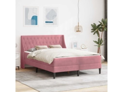 Vidaxl Estrutura De Cama Com Colchão Rosa 160 X 200 Cm Veludo