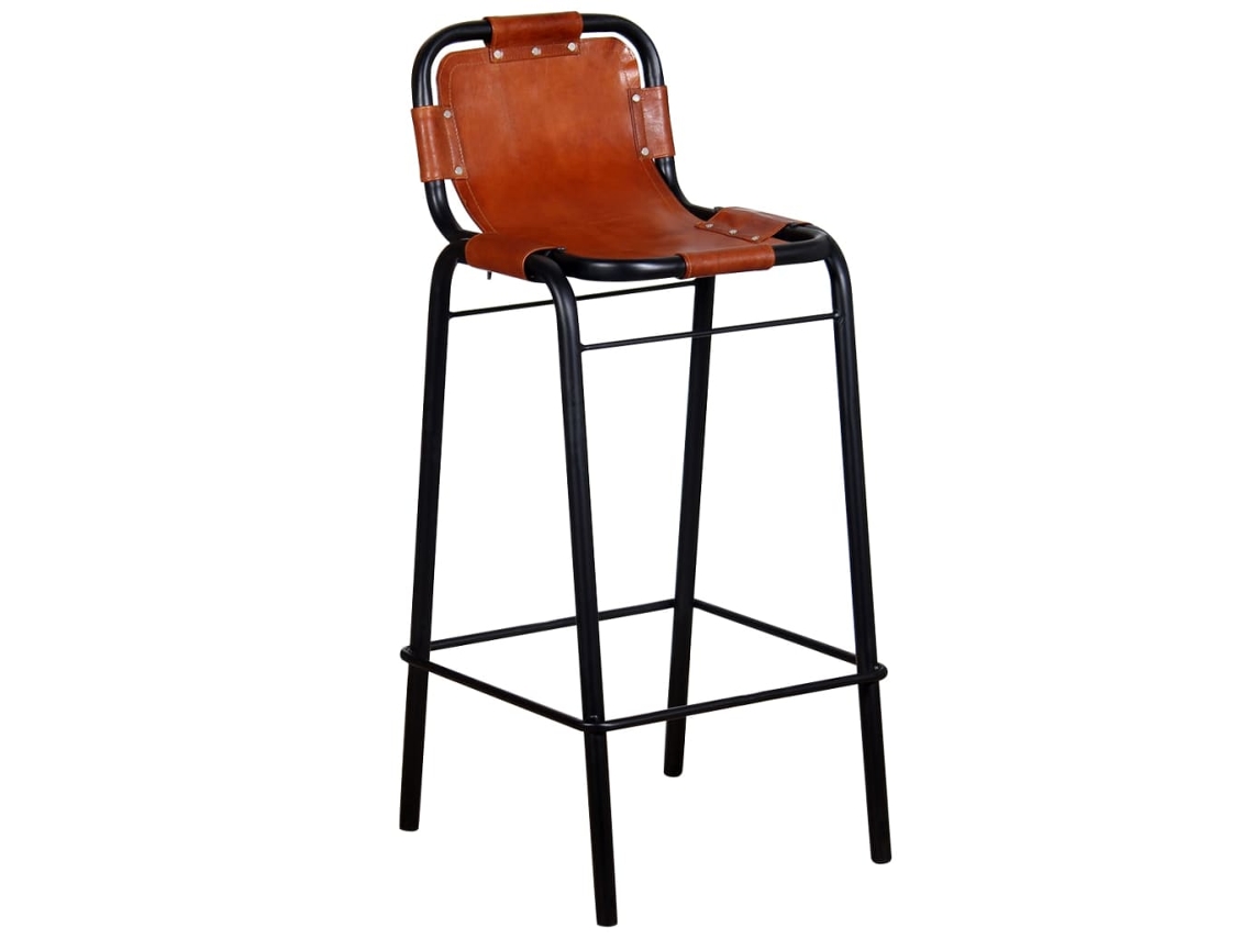 Bancos de Bar 2 Pcs Couro Genuíno MAISON EXCLUSIVE