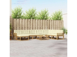Vidaxl Conjunto De Sofás Para Exterior 9 Pcs Branco E Creme