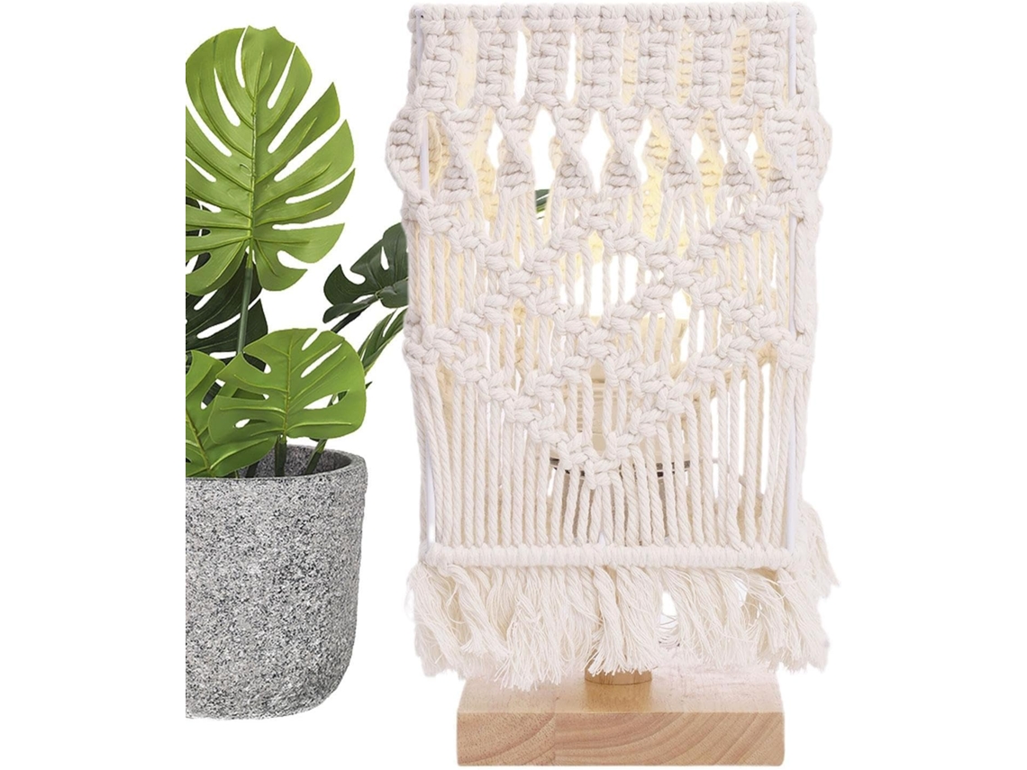 Luminária de mesa moderna em estilo boho para quarto.