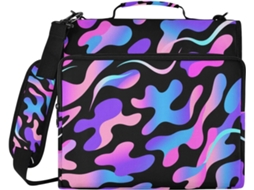 Pasta Camuflada Neon, Roxa, Preta E Azul, Com 3 Argolas De 1,5 Polegadas, Resistente, Com Zíper E Alça, Bolsas Diversas