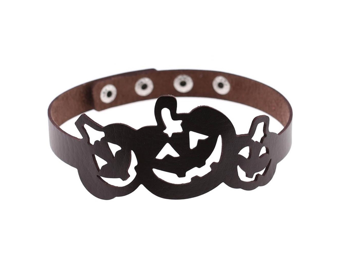 Colar De Couro Pu Abóbora Hollow Estilo Euramericano Halloween
