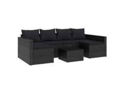 Maison Exclusive - 2 Pcs Conjunto Lounge De Jardim C/ Almofadões Vime Pe Preto