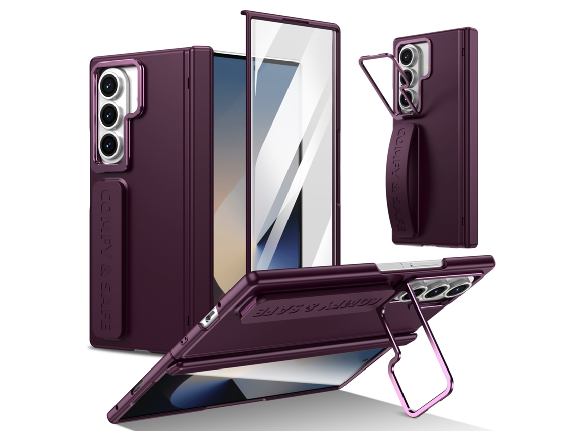Capa Chrui Para Samsung Galaxy Z Fold 7, Com Alça De Pulso E Suporte Para Lente (compatível, Roxa)