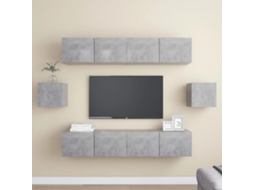 Vidaxl 6 Pcs Conjunto Móveis De Tv Derivados Madeira Cinzento Cimento