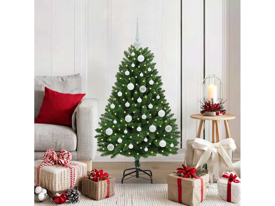Vidaxl Árvore De Natal Artificial 120 Cm 150 Led Branco Quente Verde