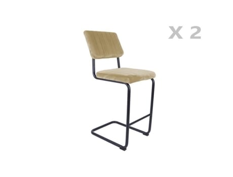 Bancos cantilevers com design de veludo afiado - Bege - Conjunto de 2 - LEITMOTIV