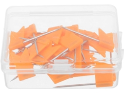 Conjunto De 60 Tachinhas Para Mapas E Bandeiras, Laranja, Em Poliestireno E Aço, Fáceis De Reposicionar E Duráveis Para
