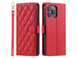 Capa Para Iphone 14 Pro Max Pele Sintética Vermelho