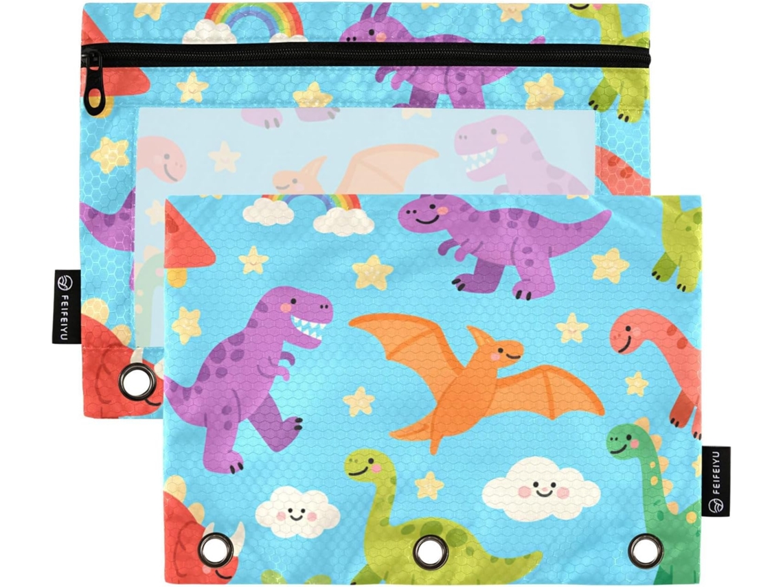Pastas Coloridas Com Estampa De Dinossauro Escola, Escritório E Casa Estojo Transparente Com Zíper Grande