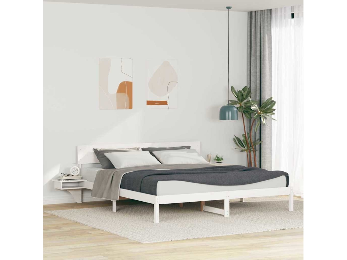 Vidaxl Estrutura da Cama com Cabeceira Branco 200 X 200 Cm