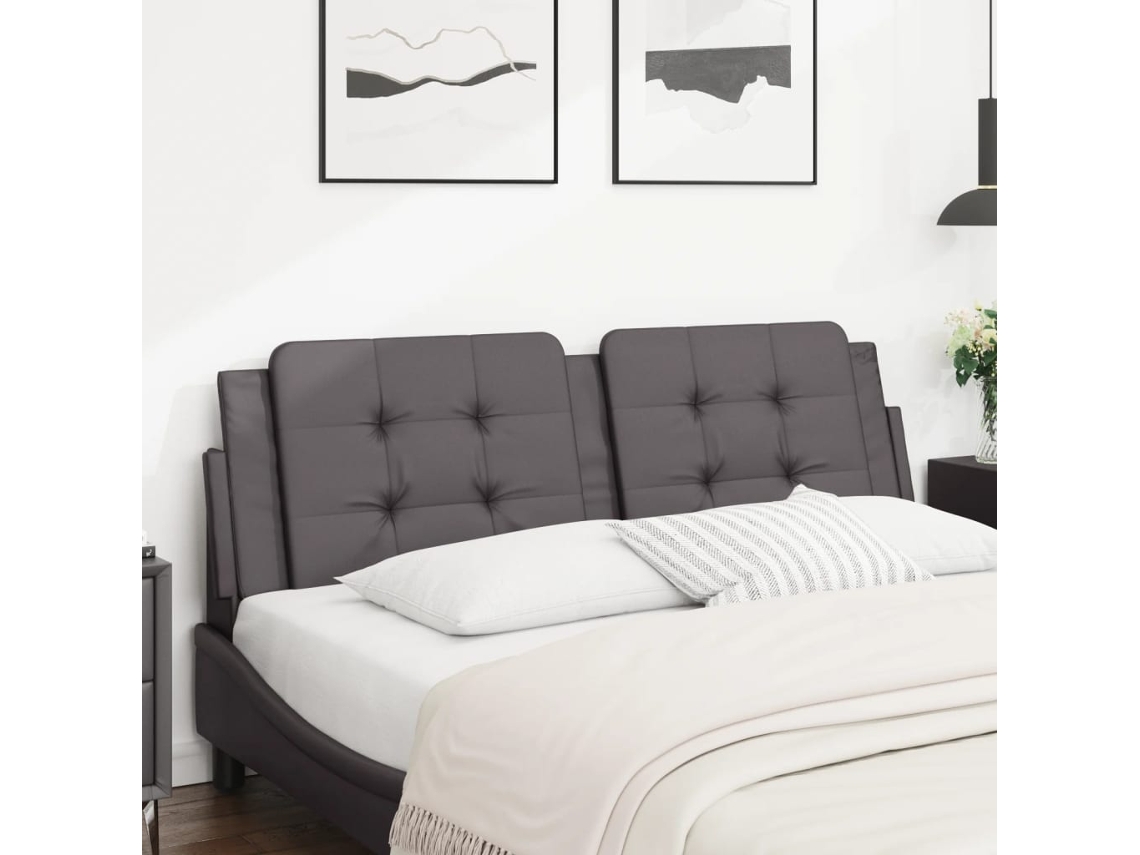 Vidaxl Almofadão De Cabeceira Zadar 160 Cm Couro Artificial Cinzento