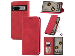 Capa De Couro Com Flip Magnético E Sensação De Pele Retrô Para Google Pixel 7a