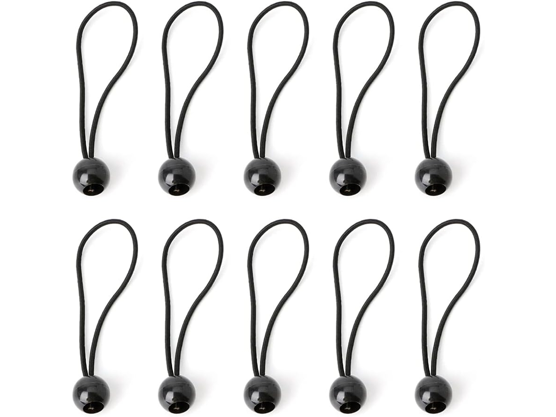 Pacote Com 10 Cordas Elásticas Pretas Para Fixação De Cordas De Reboque Ou Mochila.