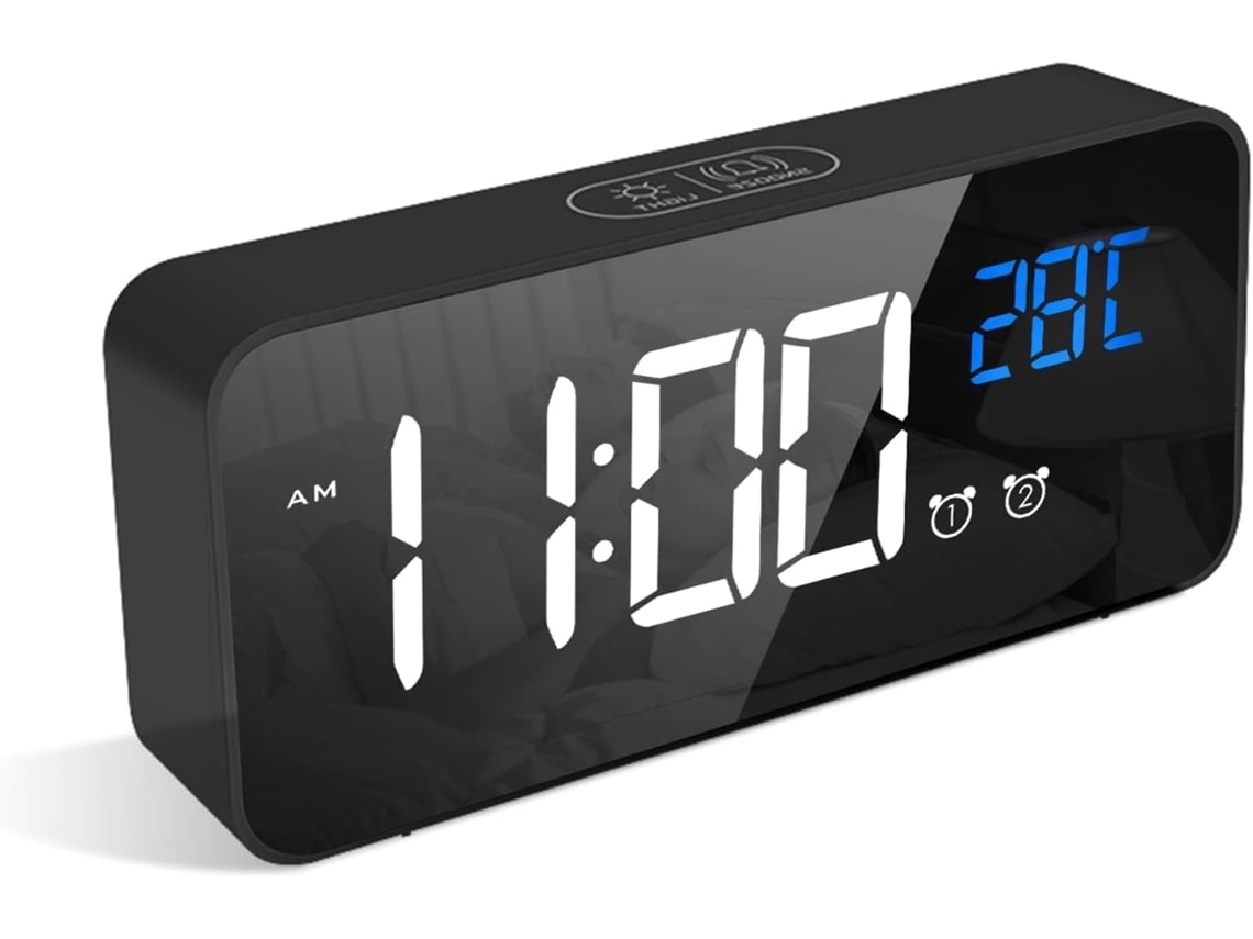 Relógio Despertador Digital, Tela de Temperatura Led, Preto YANYXR