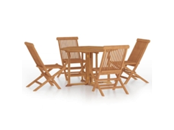 Conjunto de 5 Jantar Dobrável para Exterior Madeira Teca Maciça MAISON EXCLUSIVE
