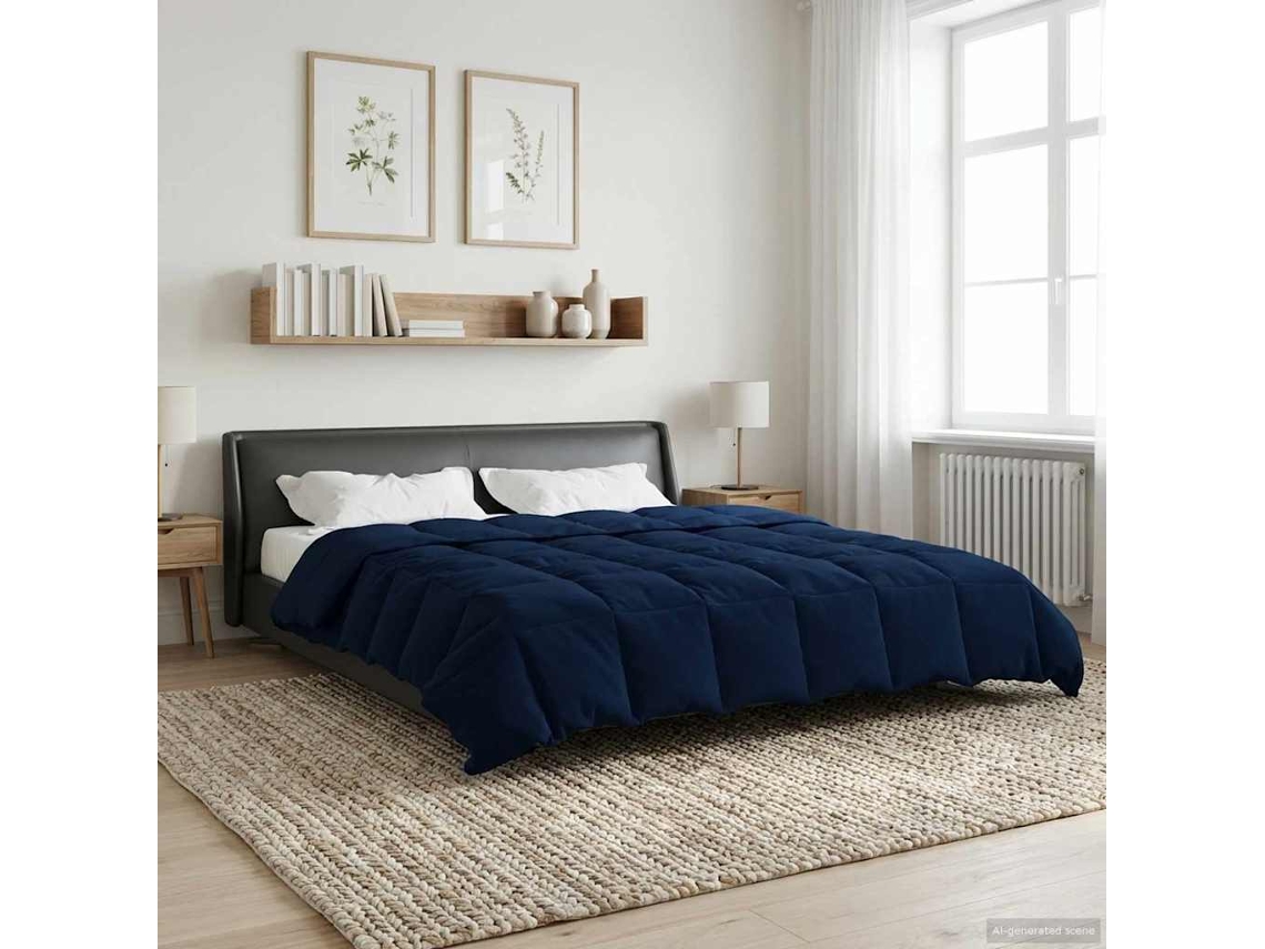 Vidaxl Edredom De Inverno 200 X 220 Cm Inverno Azul Escuro Respirável