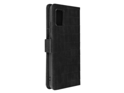 Capa Fólio Ushion Para Samsung Galaxy A51 Da Serie Croco Espaço De Armazenamento Preto