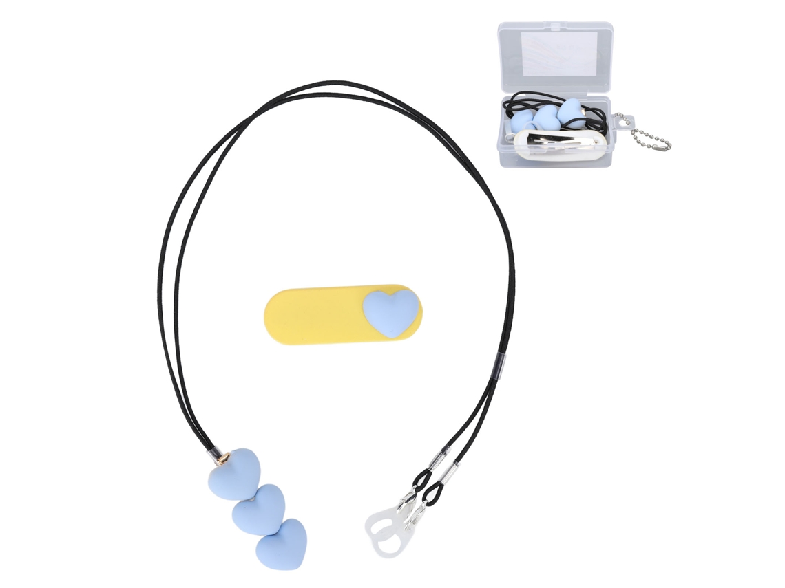 2026 cordão para Fones de Ouvido Bte com Clip Coração Cor Azul Claro, Portátil para Idosos e Crianças, Ideal para Viagens