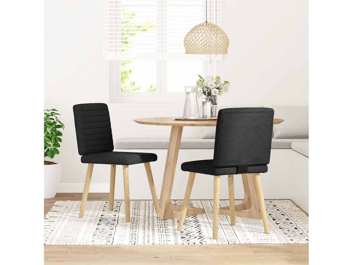 Vidaxl Cadeiras De Jantar 2 Pcs Tecido Preto