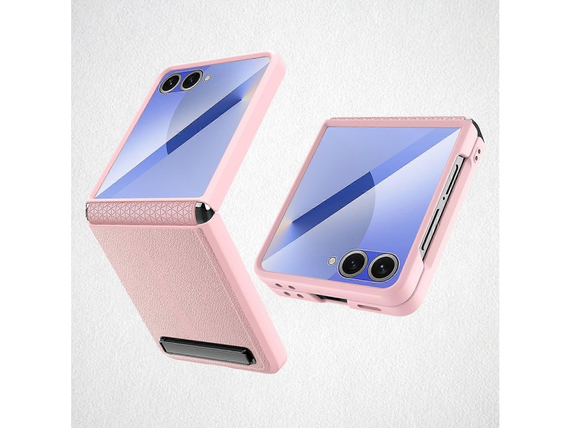 Capa De Celular Com Suporte Invisível Integrado E Colante De Pele De Lichia Para Samsung Galaxy Z Flip7 5g